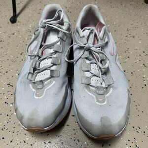 Nike Light Gray and Soft Pink Running Shoes